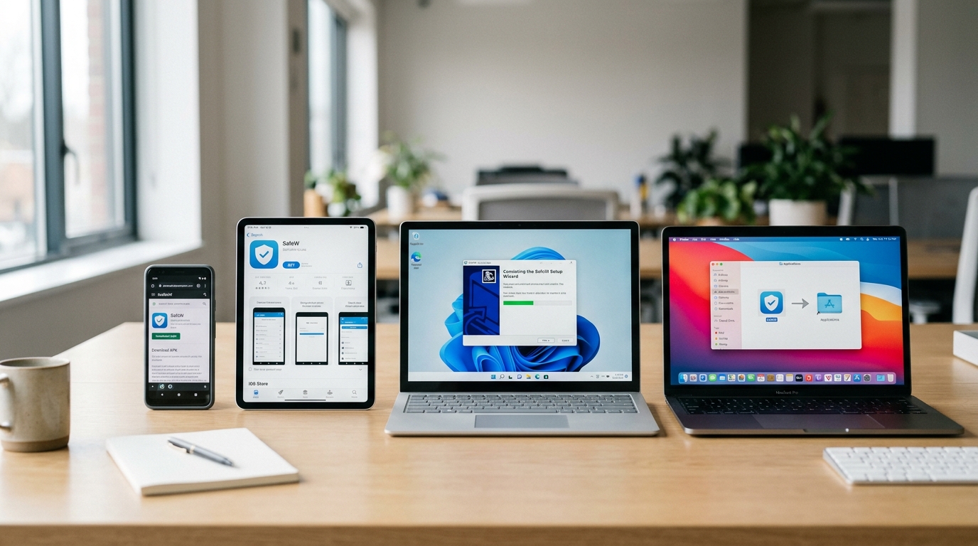 SafeW 下载各平台安卓iOS Windows Mac 分步安装步骤
