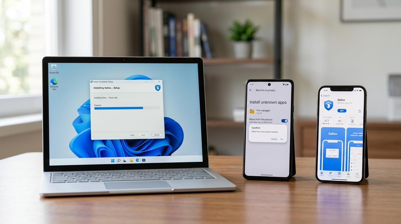 Safew 下载安装 Windows 安卓 iOS 三系统步骤图